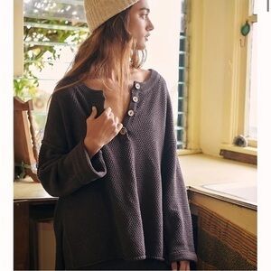 Free People Halie Sweater: Hot Cocoa/size oversized XS Boxy